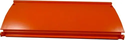 Orangefarbene Regelungsrückwand aus Metall für Kesselregelungen, geeignet für Anwendungen mit Produkten der Marke Wolf.